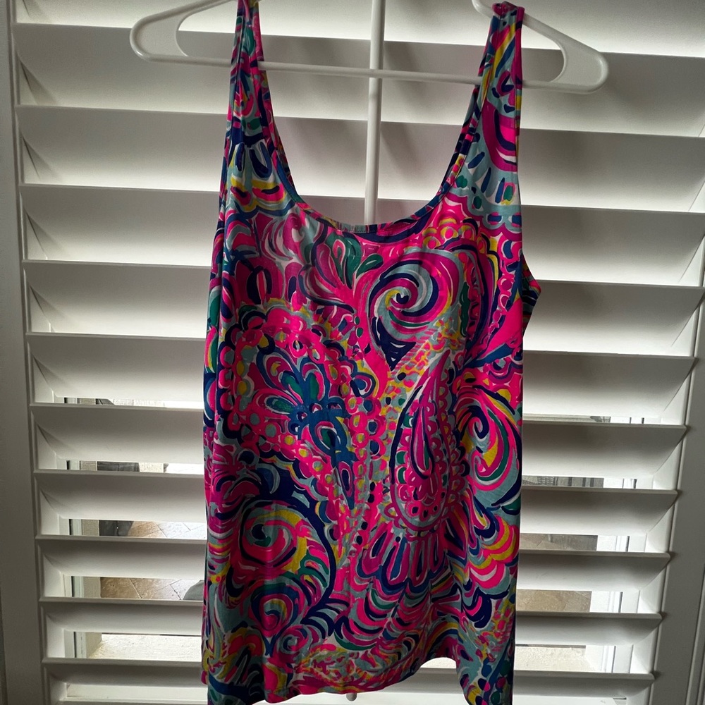 Lilly Pulitzer Pink and Blue Paisley Tank Top